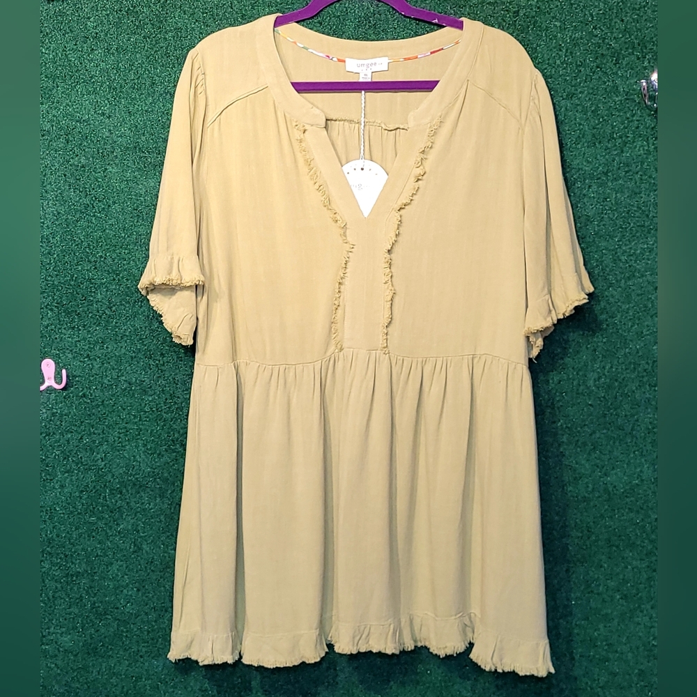 797 NWT Umgee Green Short Sleeve Dress